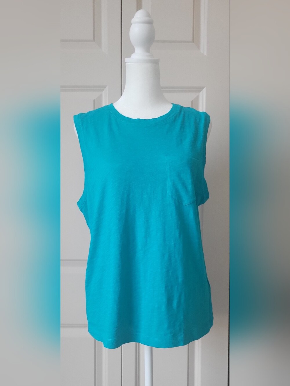 J. Crew Teal Tank with Chest Pocket